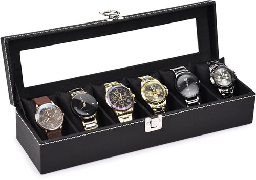 Organisateur de montres noir en cuir