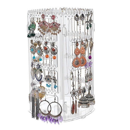 Support rotatif pour boucles d'oreilles en acrylique blanc